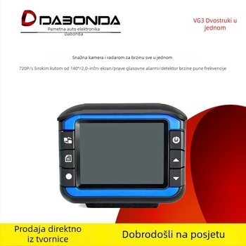 VG3 dash cam s radar detektorom – 140° kut snimanja, 1080p, 2,31 inča zaslon, petlja snimanja, USB, montaža na prednje staklo