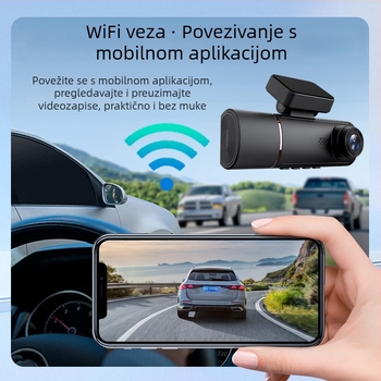 Wi‑Fi dash kamera s dvostrukim objektivima, 1440P, IPS zaslon 3,5 inča