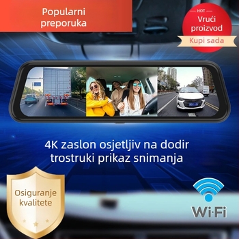 Nova 10-inčna trojlenska HD kamera za prednje, unutarnje i stražnje snimanje autom, 4K streaming i 24-satno praćenje parkiranja