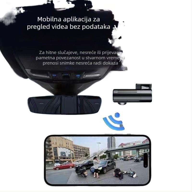 Nova skrivena HD kamera za automobil s Wi‑Fi povezivanjem na telefon, 360° rotirajući objektiv, USB napajanje