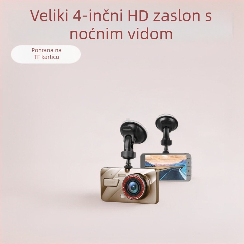 4-inčni auto DVR od cinkovog legura, HD noćno snimanje, 1080p prednja i stražnja dvostruka snimka, snimanje u petlji