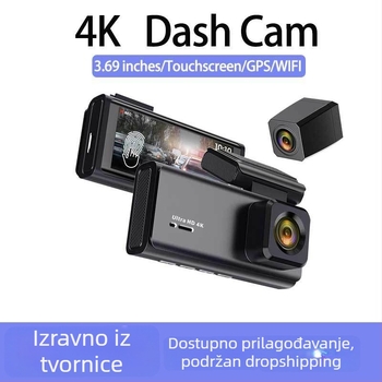 Nova 4K auto dash kamera s noćnim vidom, dvostrukim prednjim i stražnjim objektivom, dvostruko snimanje, Wi‑Fi i povezanost sa pametnim telefonom
