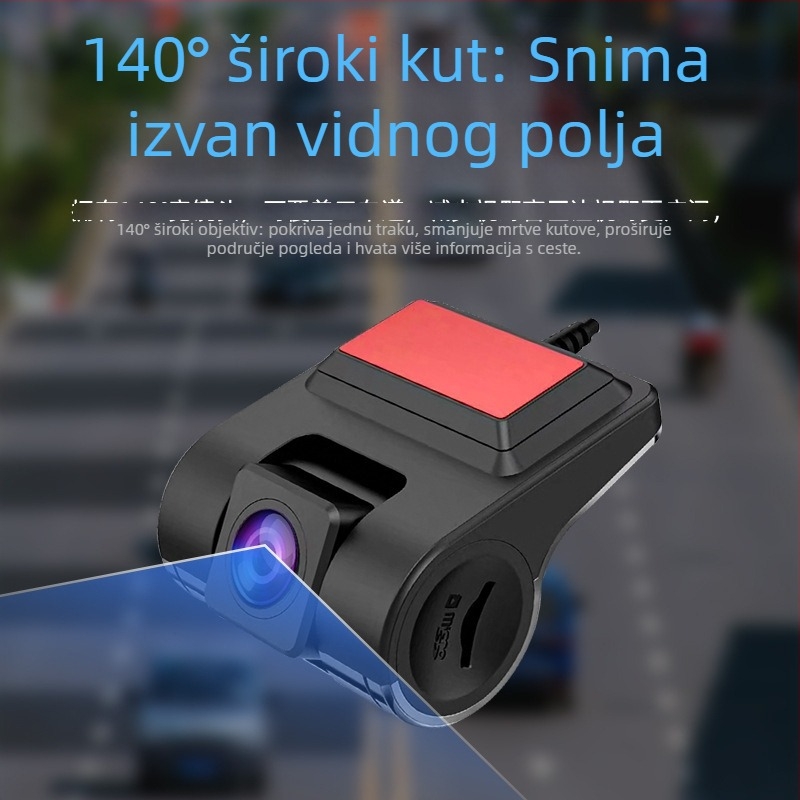 Automobilska dash kamera 1080p, 140° kut vidljivosti, petlja snimanja, USB sučelje, montaža na prednje staklo (1080p; 140°; petlja snimanja; USB)