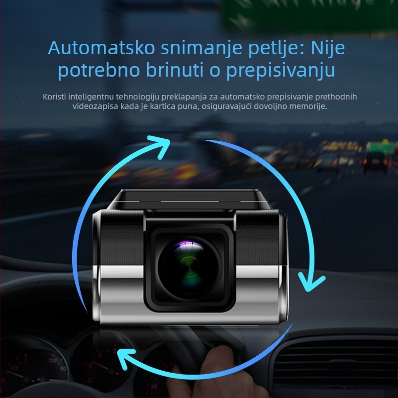 Automobilska dash kamera 1080p, 140° kut vidljivosti, petlja snimanja, USB sučelje, montaža na prednje staklo (1080p; 140°; petlja snimanja; USB)