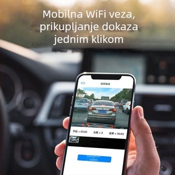 WiFi dash kamera s prednjom i stražnjom dvostrukom lećom, 1080p HD noćni prikaz, GPS, DVR, bežično, bez instalacije
