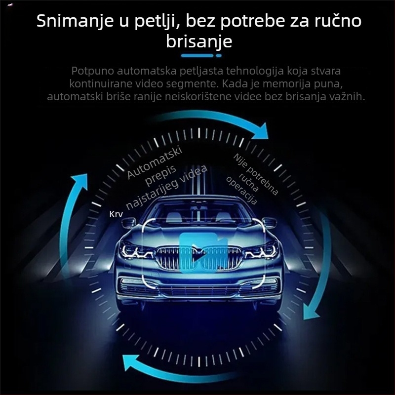 WiFi dash kamera s prednjom i stražnjom dvostrukom lećom, 1080p HD noćni prikaz, GPS, DVR, bežično, bez instalacije