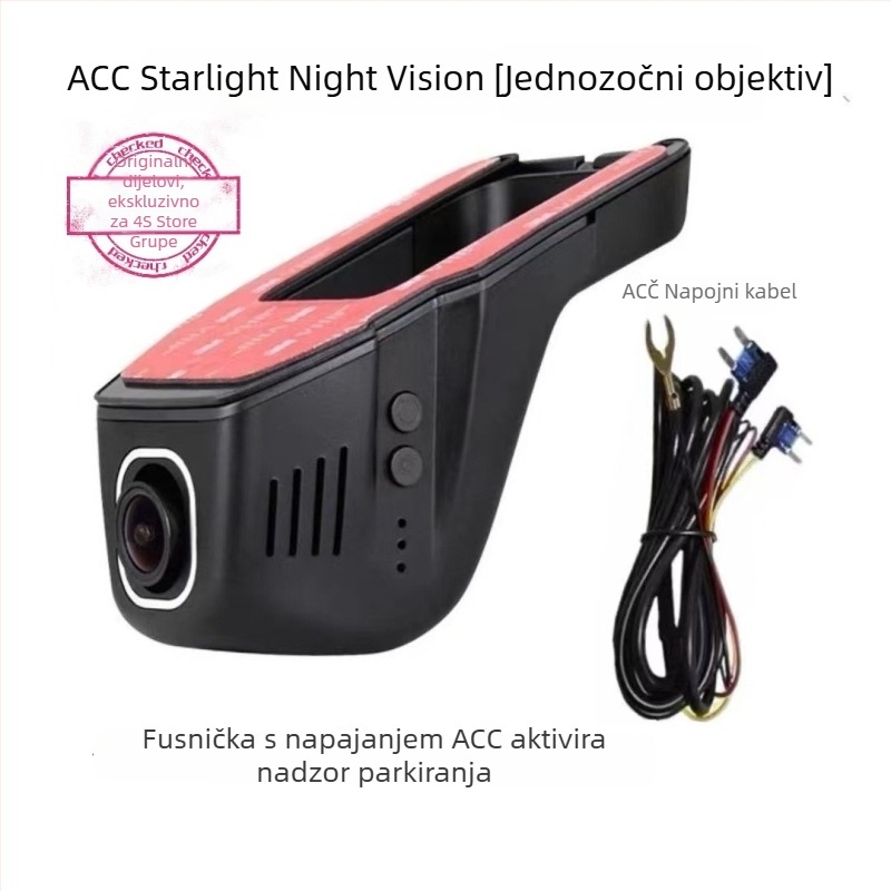 U‑oblikovana skrivena HD dash kamera s Wi‑Fi povezivanjem na telefon, 1080P/4K dvostruko ili jednostruko snimanje, montaža na vjetrobran