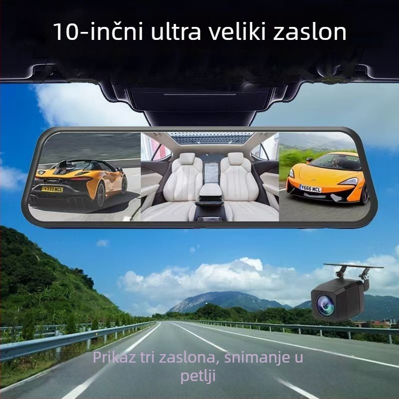 4K 360° panoramska kamera za automobil s Wi-Fi i povezivanjem na telefon, tri leće, 180° stražnji prikaz