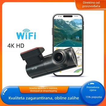 BEPOCAM 4K dash kamera s jednostavnom instalacijom, 170° široki kut, 24/7 nadzor parkiranja, petlja snimanja, Wi-Fi, 256GB, s jednim objektivom, bez zaslona, montaža na vjetrobransko staklo