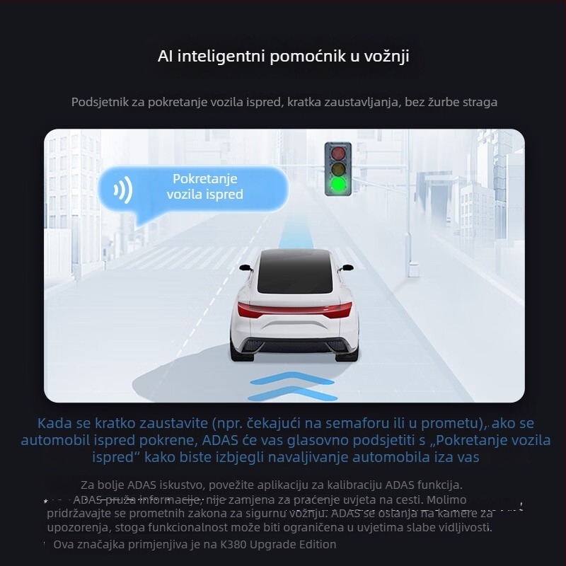 360 dash cam K380JL nadograđena 1296P noćno snimanje praćenje parkiranja bežično