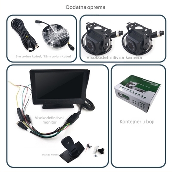 Kamionska dash cam s prednjom i stražnjom kamerom, 1080p, 120° kut gledanja, 128GB TF kartica, 24-satno snimanje, USB i Wi‑Fi