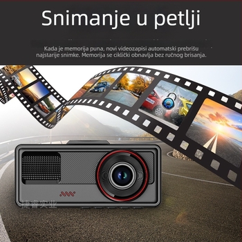 Auto dash cam s tri objektiva, 2-inčni zaslon, Wi-Fi, HD noćni vid, prednja i stražnja DVR