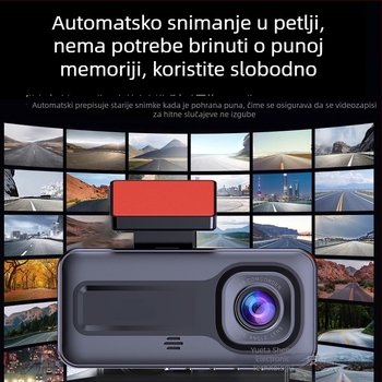 2-inčni auto DVR s prednjom i stražnjom trostrukom lećom, HD, Wi‑Fi, slika unazad