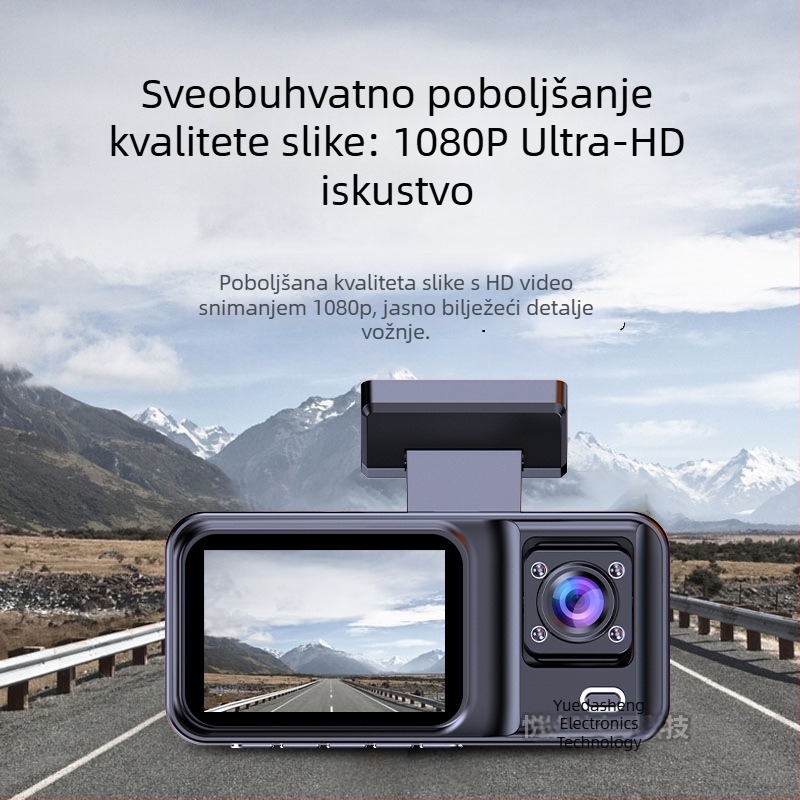 2-inčni auto DVR s prednjom i stražnjom trostrukom lećom, HD, Wi‑Fi, slika unazad