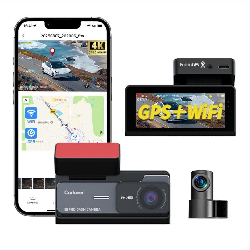 Dvostruka prednja i stražnja 4K kamera za automobil, 140° kut, 3,5" zaslon, petlja snimanja, Wi-Fi