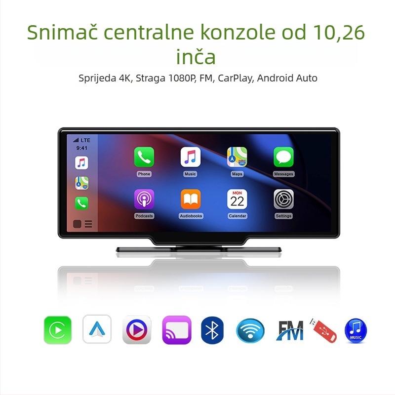 10,26-inčni CarPlay navigacijski zaslon, Bluetooth i Android Auto, dash cam za središnju konzolu, pametan