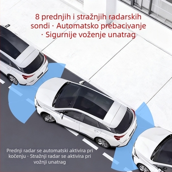 Univerzalni radar za vozilo s LED velikim zaslonom u boji, 8 senzora sprijeda i straga, zvučna upozorenja, sustav pomoći pri parkiranju