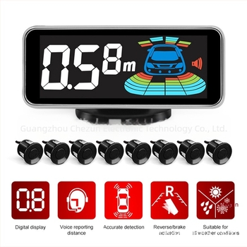 Vizualni radar za parkiranje s LCD zaslonom, 8 senzora, glasovni alarm, režim tišine, 12V napajanje