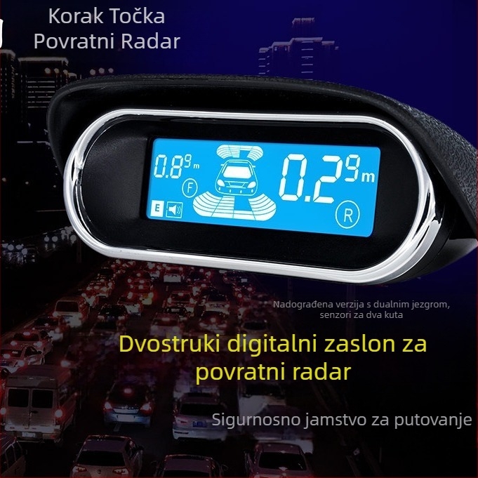 Radar za parkiranje unatrag s dvostrukim zaslonom i dvostrukim jezgrom, model CQ-A02S, napajanje 12V