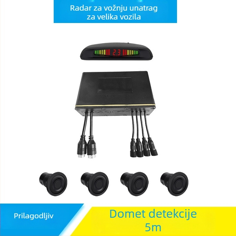 LED polumjesečni zaslon za obrnuti radar za autobuse i velika vozila, prednji senzor mrtvog kuta kamiona i stražnji zvučni upozoravajući uređaj