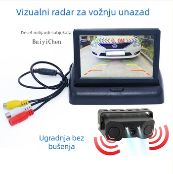 Automobilski vizualni radar za parkiranje s kamerom, 3-u-1, bez bušenja, univerzalni stražnji radar, 12V, IP68, 170° vidno polje, 960 rezolucija, AHD/CVBS