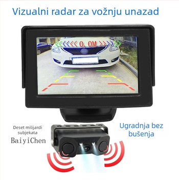 Automobilski vizualni radar za parkiranje s kamerom, 3-u-1, bez bušenja, univerzalni stražnji radar, 12V, IP68, 170° vidno polje, 960 rezolucija, AHD/CVBS