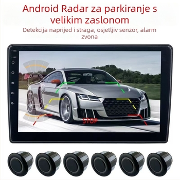 Android vizualni radar za vožnju unatrag za auto, 4/6/8 senzora, domet detekcije 0,3–2 m, napajanje 12 V