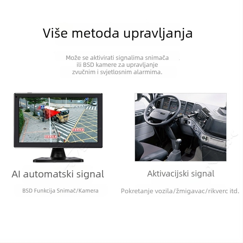 Sustav nadzora mrtvih kutova za velika vozila s akustnim i vizualnim alarmom pri vožnji unatrag, 4 svjetla ili 6 svjetala, podesiva glasnoća