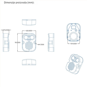 Desna slijepa točka - glasovna alarma za vozila, BL-MINI, 12-24V, IP67, ABS, M12 sučelje
