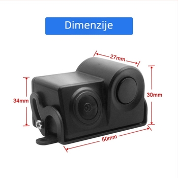 2-u-1 vizualna kamera za vožnju unatrag s CCD Fisheye, 12V, domet detekcije 2 m, zvučni alarm