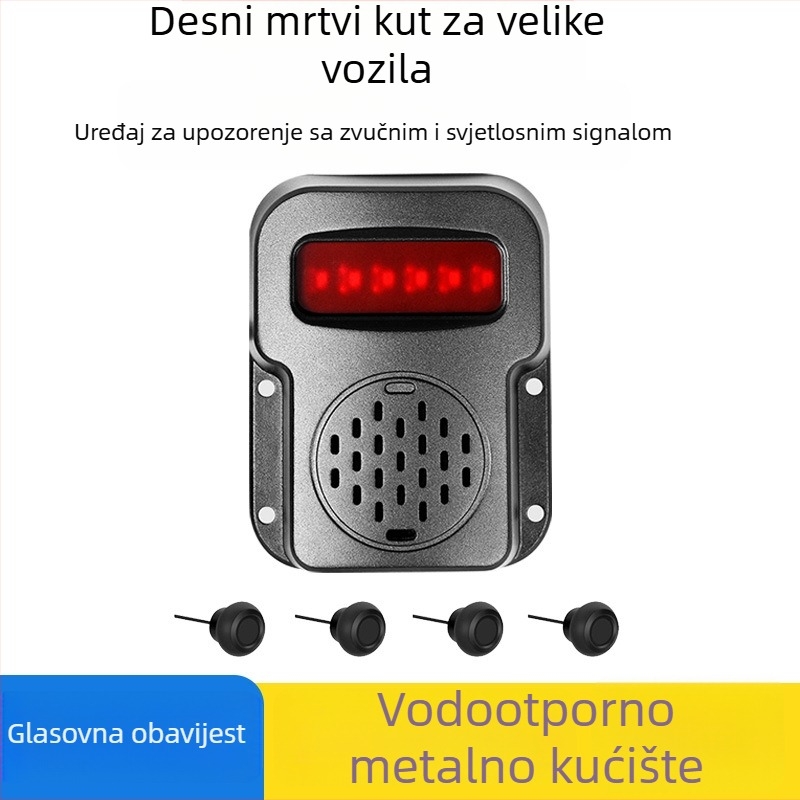 Glasovni radar za vožnju unatrag s 24V, 4 senzora, domet detekcije 0,3–3 m, model Sr-l6524d