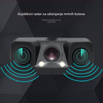 Automobilski 3-u-1 vizualni radar za povratno vođenje s prikazom, napajanje 12V, kut 170°, rezolucija 728×500