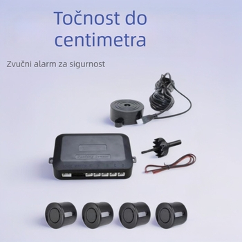Radar za parkiranje s 4 senzora - LED zaslon, 12V, domet 0,3-2,5 m, zvučni alarm