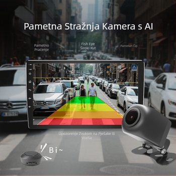 AI inteligentna kamera za vožnju unatrag s glasovnim alarmom i radarom – 170° vidno polje, 1280x720 AHD, 12V, 270 g