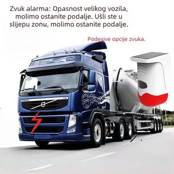 Solarna glasovna alarma za mrtve kutove iskopača, radar za vožnju unatrag s desne strane za kamione i viljuškare