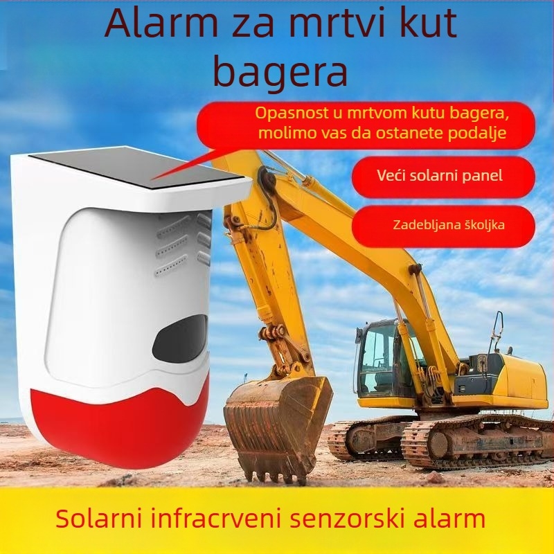 Solarna glasovna alarma za mrtve kutove iskopača, radar za vožnju unatrag s desne strane za kamione i viljuškare