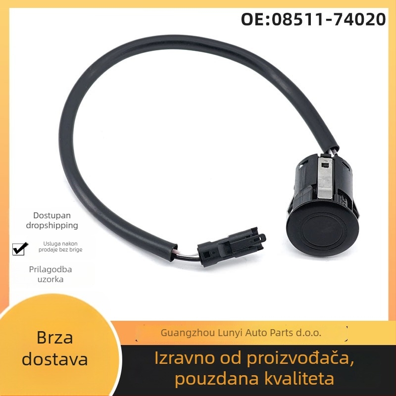 08511-74020 Zvučni parkirni radar za Toyota vozila — Modeli: 08511-74020, 08511-74020-c0, 08511-74020-a0; Senzori: 4; Dose detekcije: 0.2–1.5 m; Napajanje: 12 V, Snaga: 3 W