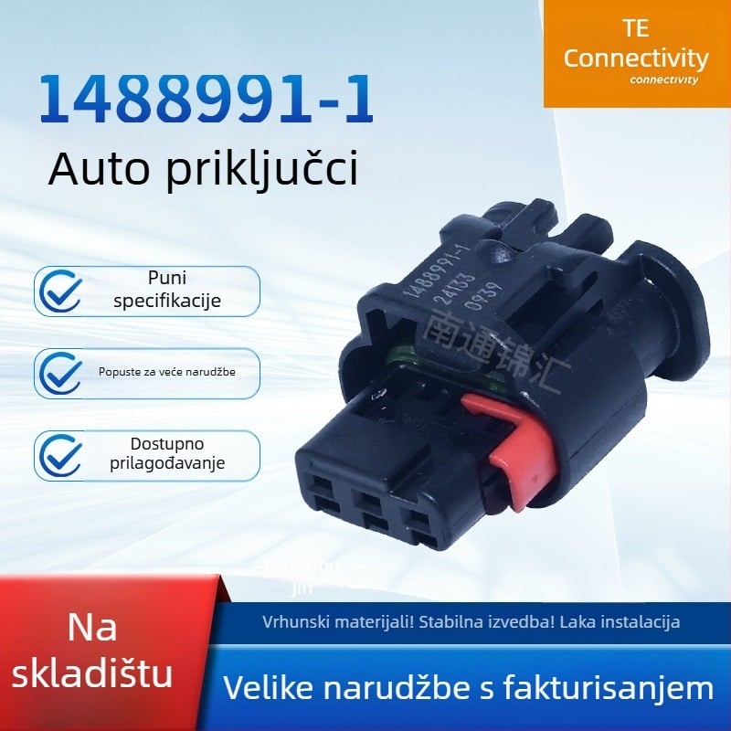 Te Tyco 1488991-1 Senzor za radar za parkiranje unatrag, vodootporan priključak i kabelski snop, 4-pínový, PA66 nylon