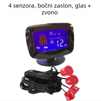 Automobilski radar za pomoć pri parkiranju s 4 senzora, LCD zaslon, model A46Y, glasovno upozorenje, domet detekcije 2.5 m – 0.3 m