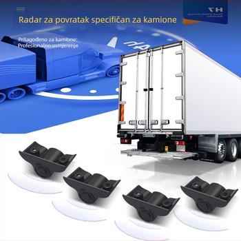 NY1010 Radar za vožnju unazad za kamione, 4 sonde, LCD zaslon, 24V napajanje, domet 0,3–2,3 m