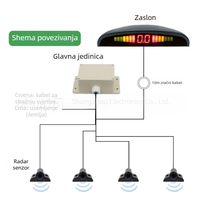 Radar za vožnju unatrag kamiona, PZ316, 24V, 4 sonde, domet 2,5 m