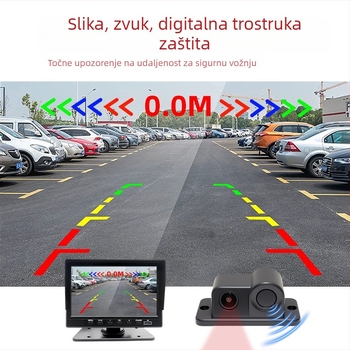 12V 2-u-1 vidljivih radar za vožnju unazad s kamerom, model W-017, snaga 2W, domet detekcije 2 m, zvučni alarm
