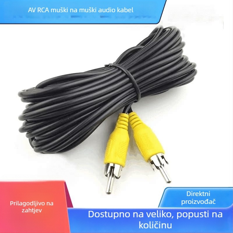 AV RCA audio-video kabel, muško–muški, automobilni produžni kabel za video, kabel za radar za parkiranje