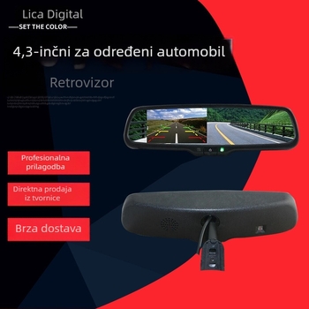 4,3-inčni auto retrovizor s HD noćnim vidom, dvostrukom lećom, radarom za vožnju unatrag i parking monitorom