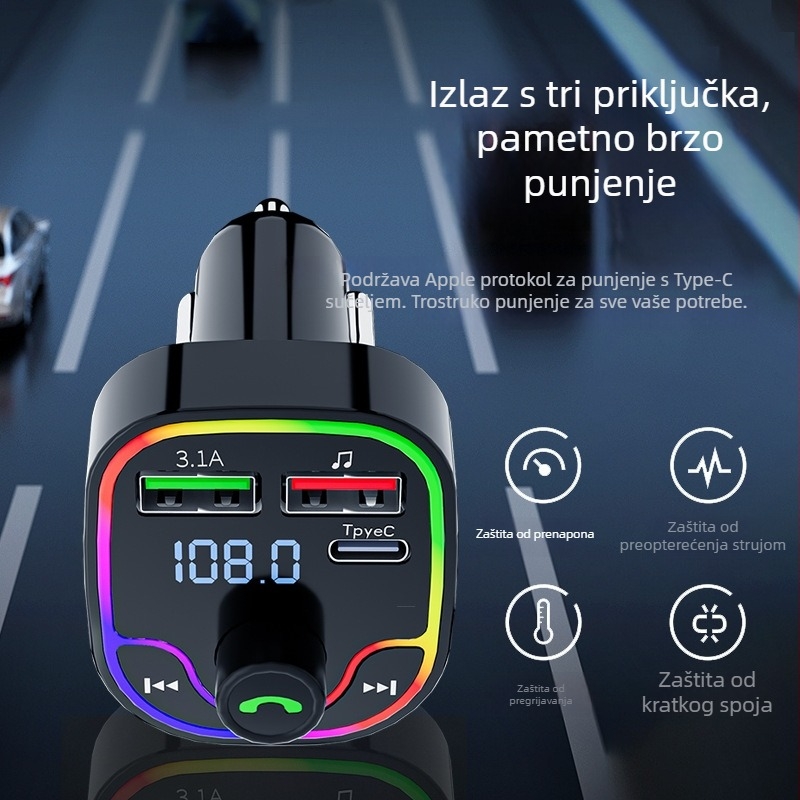 Automobilski Bluetooth FM transmiter X29 – Hands-Free, FM prijenos, napajanje 12–24V, monohrom zaslon
