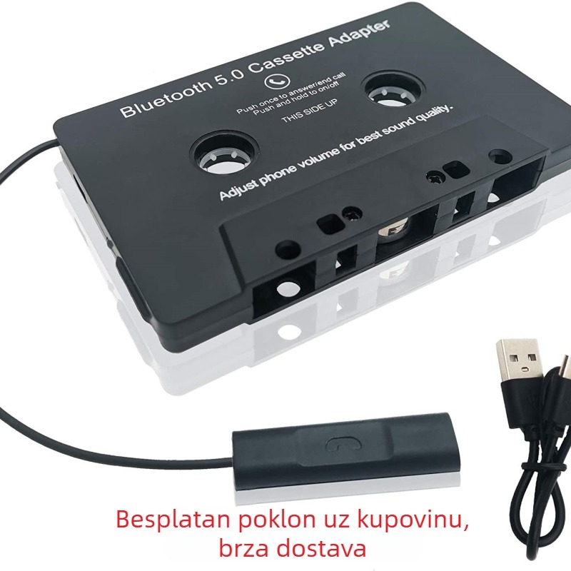 Automobilski Bluetooth pretvarač kasete MP3 player, model E00011, marka ekeai, ABS materijal, napajanje 5V