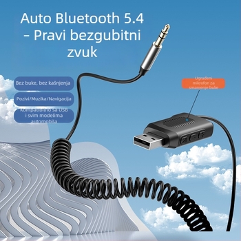Automobilski Bluetooth hands-free prijemnik s USB podrškom, napajanje 5V, kabel 1.2 m, raspon 20 Hz-20 kHz, buka >90 dB
