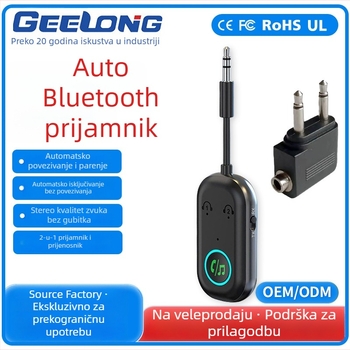 Auto Bluetooth hands-free prijemnik i pretvarač u jedno, stereo bez gubitka zvuka, 5V ulaz, 5W zvučnik, osjetljivost mikrofona 99,9%, raspon frekvencija 20Hz–15kHz