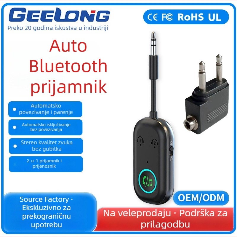 Auto Bluetooth hands-free prijemnik i pretvarač u jedno, stereo bez gubitka zvuka, 5V ulaz, 5W zvučnik, osjetljivost mikrofona 99,9%, raspon frekvencija 20Hz–15kHz