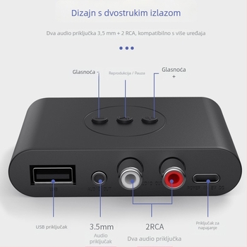 NFC Bluetooth uređaj za auto s 3.5 AUX i USB za reprodukciju glazbe, model B21, Bluetooth 5.3